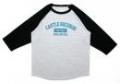 【￥↓】 CASTLE-RECORDS Raglan T-shirts “college” (GRAY/BLACK x GRAYISH BLUE)