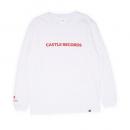 CASTLE-RECORDS LONG T-shirts (WHITE x RED)