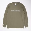 CASTLE-RECORDS LONG T-shirts (OLIVE x WHITE)