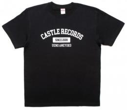 【￥↓】 CASTLE-RECORDS T-shirts “college” (BLACK x WHITE)