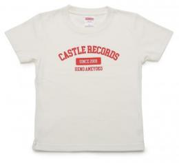【￥↓】 CASTLE-RECORDS Kids T-shirts “college” (VANILLA WHITE x RED)